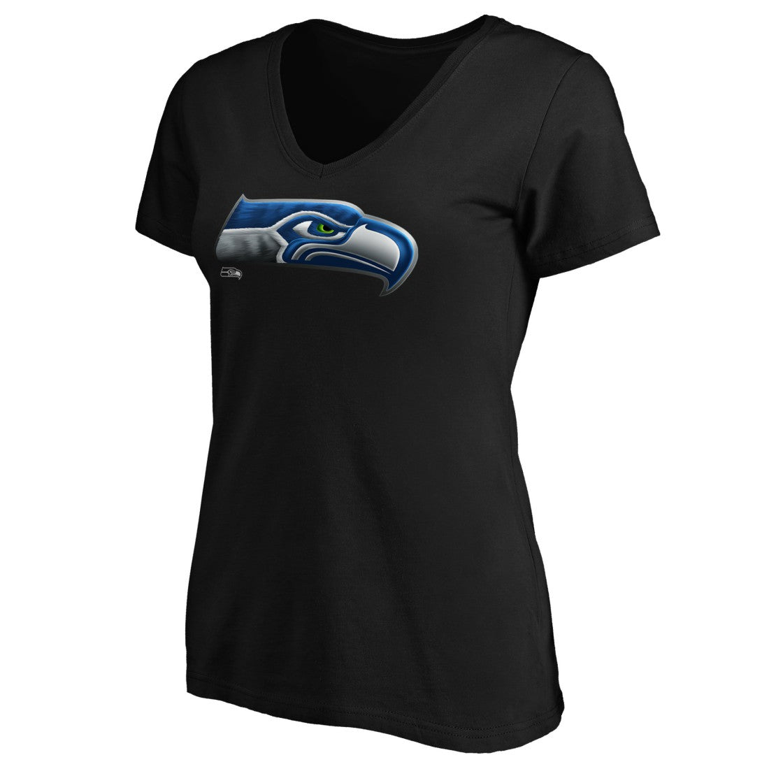Seattle Seahawks Women's Midnight Mascot Logo V-Neck T-Shirt - Black cheap