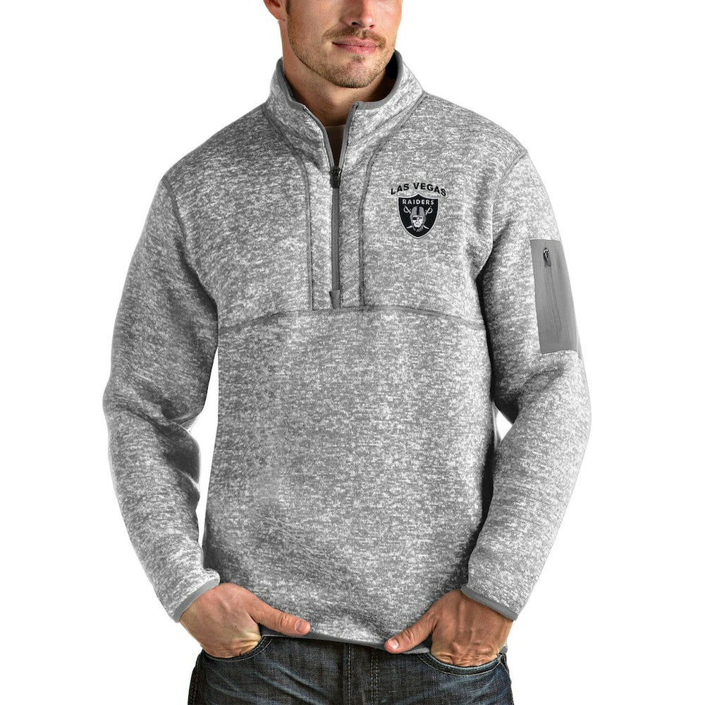 Las Vegas Raiders Antigua Fortune Quarter-Zip Pullover Jacket - Heather Gray on sale