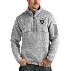 Las Vegas Raiders Antigua Fortune Quarter-Zip Pullover Jacket - Heather Gray on sale