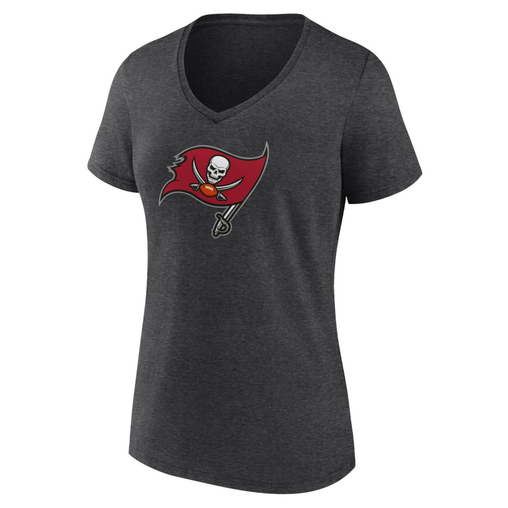 Tampa Bay Buccaneers Women's Primary Team Logo V-Neck T-Shirt - Charcoal outlet