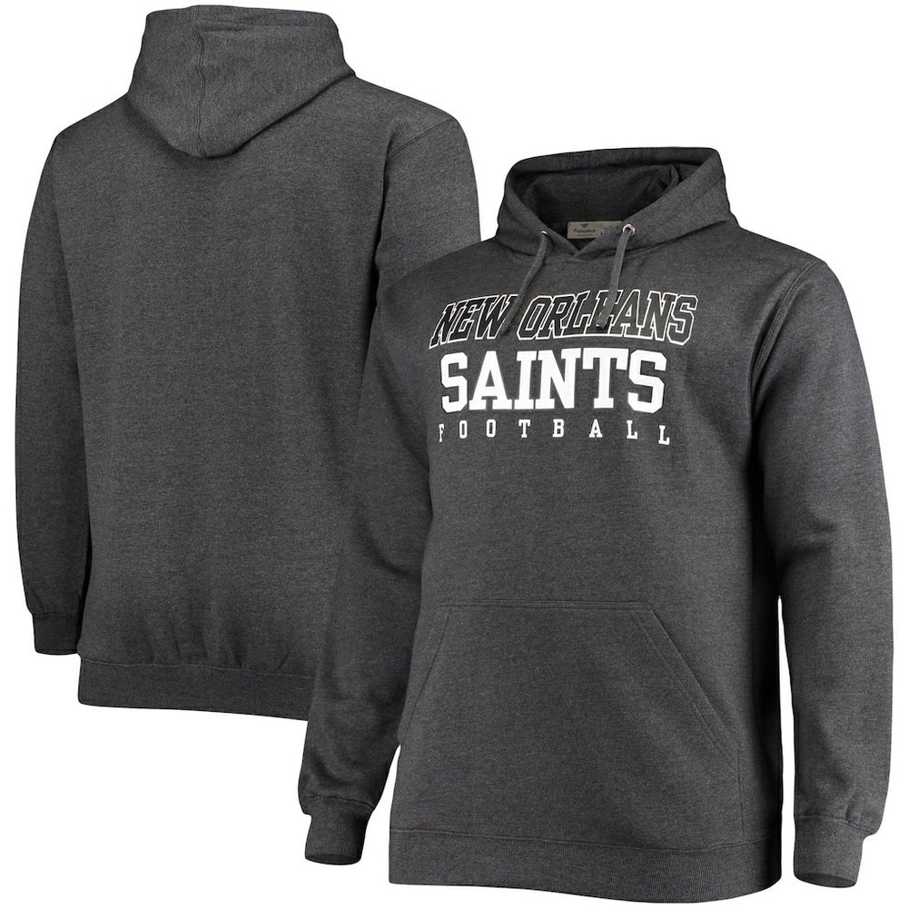 New Orleans Saints Big & Tall Practice Pullover Hoodie - Heathered Charcoal discount