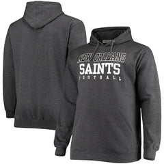 New Orleans Saints Big & Tall Practice Pullover Hoodie - Heathered Charcoal discount