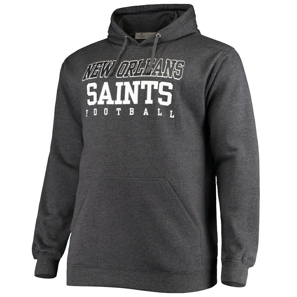New Orleans Saints Big & Tall Practice Pullover Hoodie - Heathered Charcoal discount