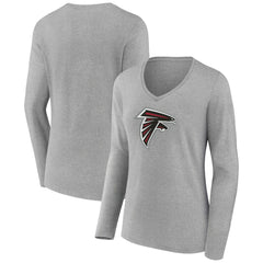 Atlanta Falcons Women's Primary Team Logo Long Sleeve V-Neck T-Shirt - Heather Gray for sale