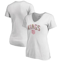 Los Angeles Kings Women's Floral Arched V-Neck T-Shirt White