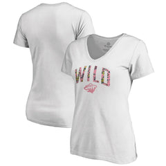 Minnesota Wild Women's Floral Arched V-Neck T-Shirt White