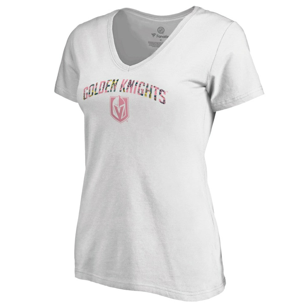 Vegas Golden Knights Women's Floral Arched V-Neck T-Shirt White