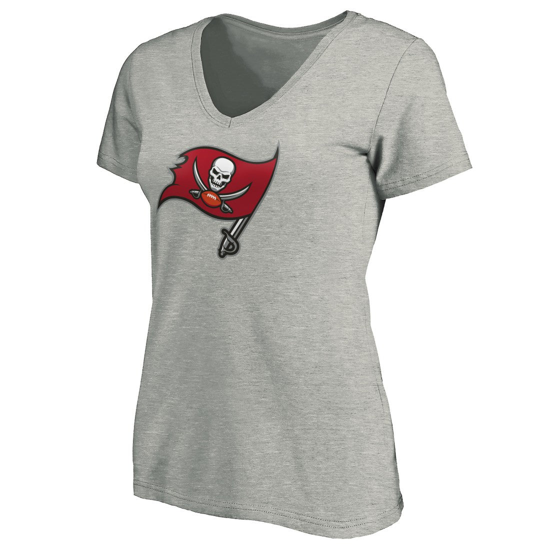 Tampa Bay Buccaneers Women's Primary Logo V-Neck T-Shirt - Heather Gray on sale