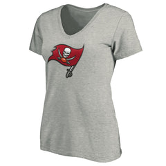 Tampa Bay Buccaneers Women's Primary Logo V-Neck T-Shirt - Heather Gray on sale