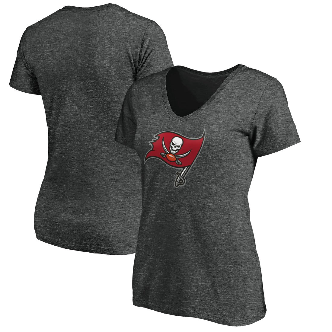 Tampa Bay Buccaneers Women's Primary Logo V-Neck T-Shirt - Heather Gray outlet