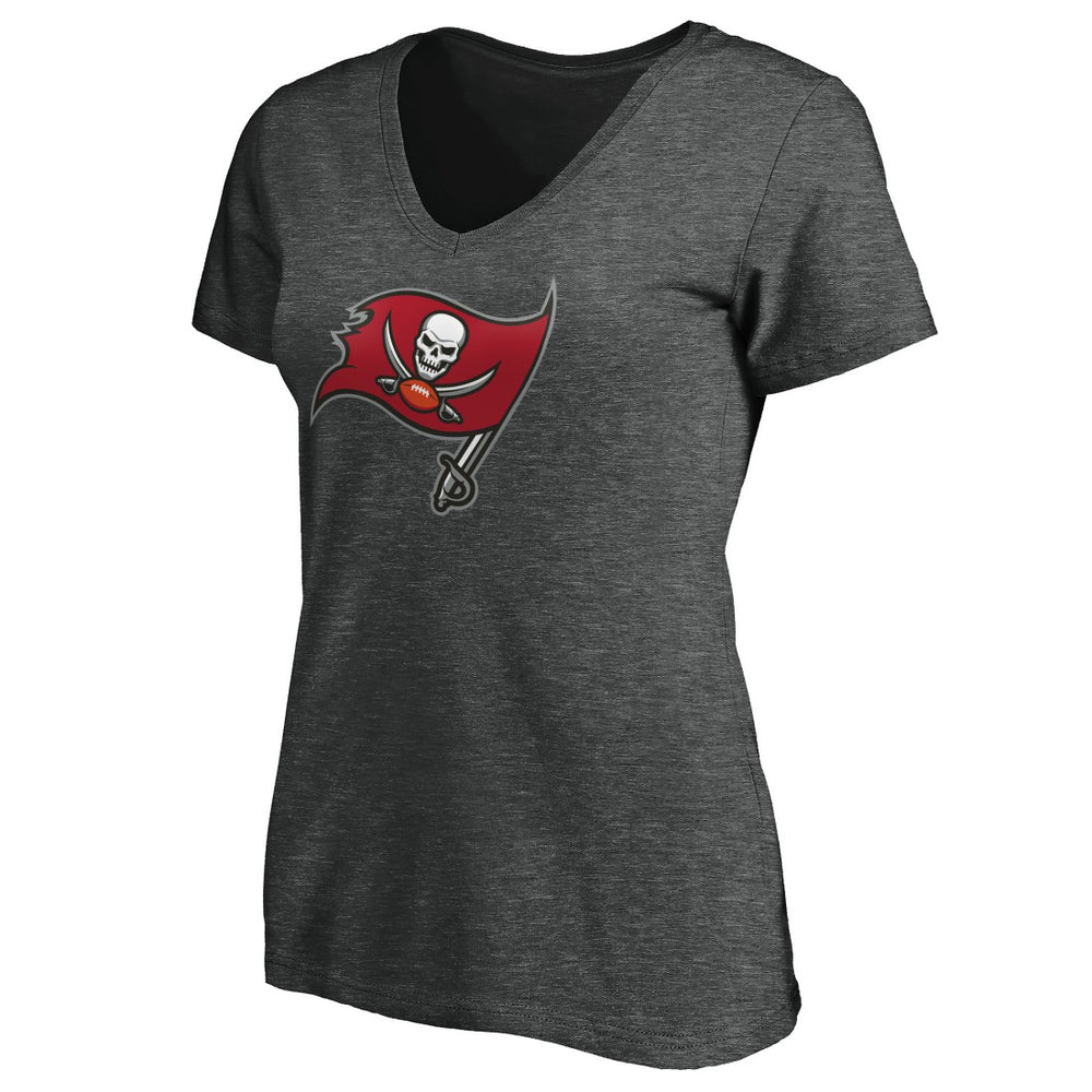 Tampa Bay Buccaneers Women's Primary Logo V-Neck T-Shirt - Heather Gray outlet