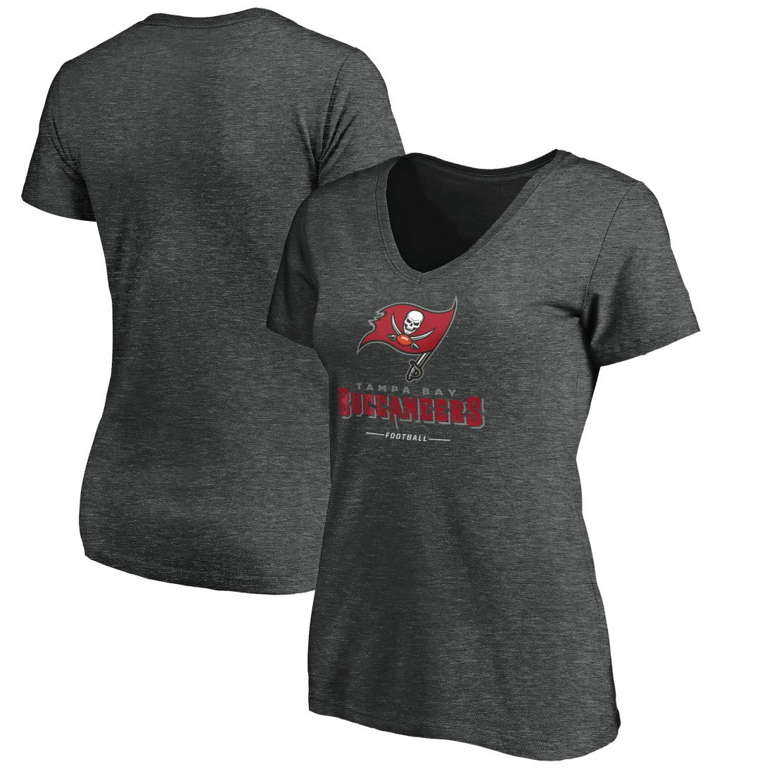 Tampa Bay Buccaneers Women's Team Lockup V-Neck T-Shirt - Heather Gray discount