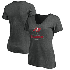 Tampa Bay Buccaneers Women's Team Lockup V-Neck T-Shirt - Heather Gray discount