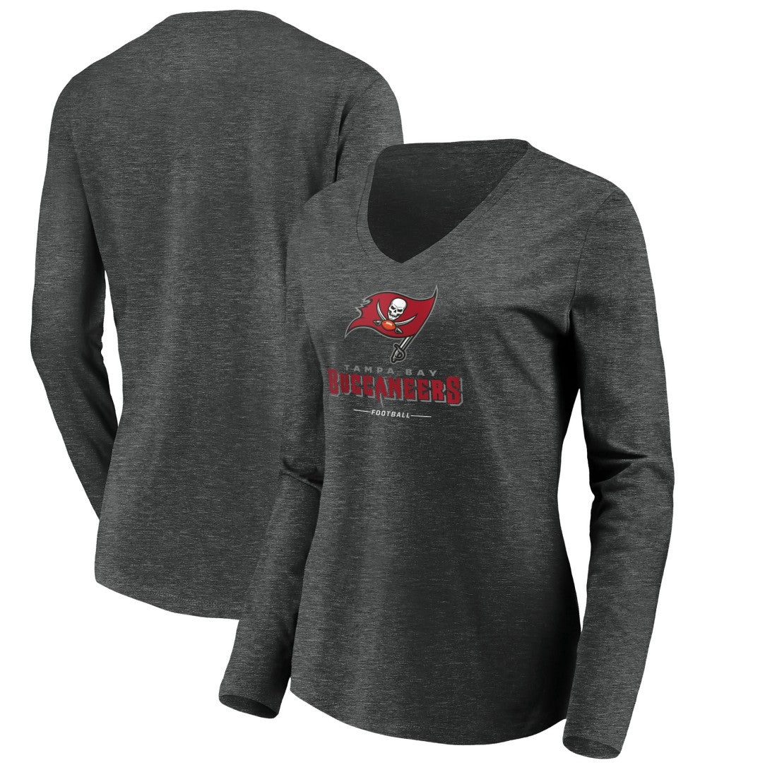 Tampa Bay Buccaneers Women's Team Lockup Long Sleeve V-Neck T-Shirt - Heather Gray online