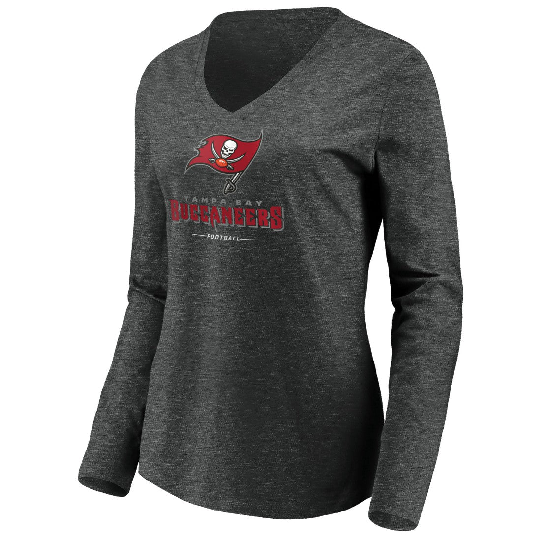 Tampa Bay Buccaneers Women's Team Lockup Long Sleeve V-Neck T-Shirt - Heather Gray online