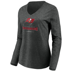 Tampa Bay Buccaneers Women's Team Lockup Long Sleeve V-Neck T-Shirt - Heather Gray online