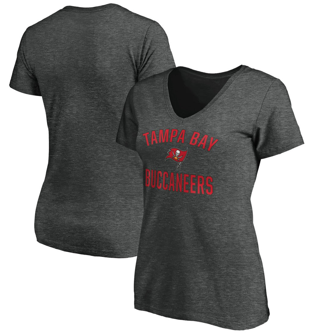 Tampa Bay Buccaneers Women's Victory Arch V-Neck T-Shirt - Heathered Gray sale