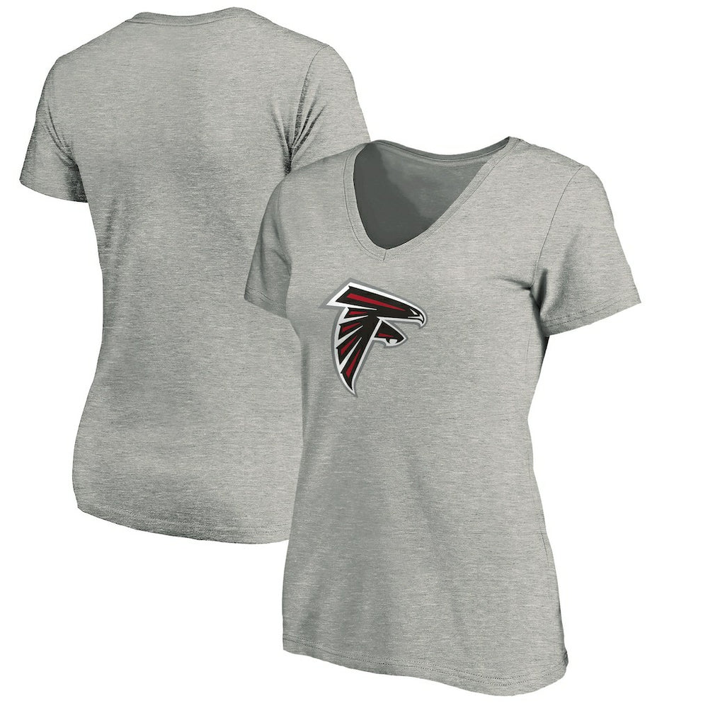 Atlanta Falcons Women's Primary Logo V-Neck T-Shirt - Heather Gray cheap