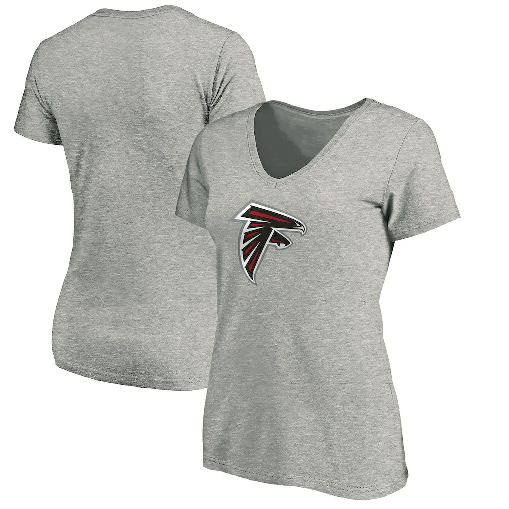 Atlanta Falcons Women's Primary Logo V-Neck T-Shirt - Heather Gray cheap