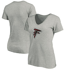 Atlanta Falcons Women's Primary Logo V-Neck T-Shirt - Heather Gray cheap
