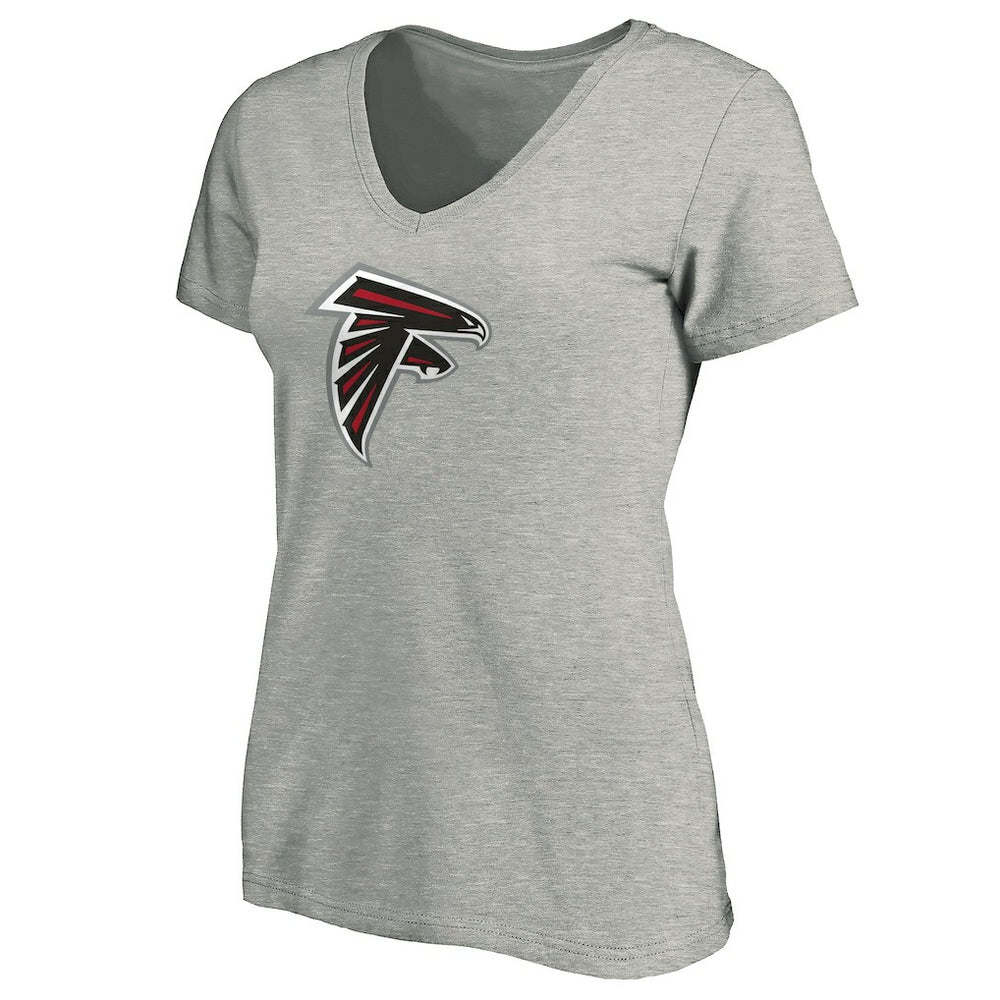 Atlanta Falcons Women's Primary Logo V-Neck T-Shirt - Heather Gray cheap