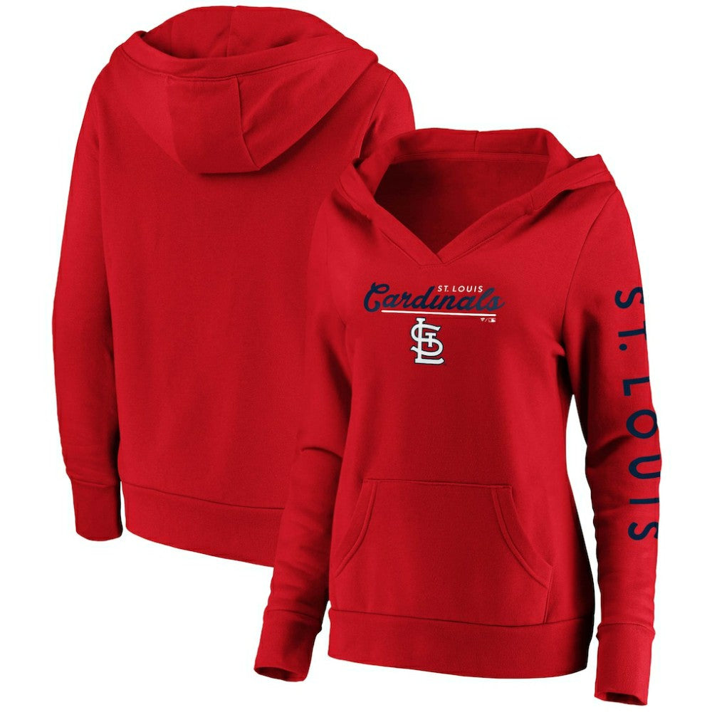 St. Louis Cardinals Women's Core High Class Crossover Pullover Hoodie - Red