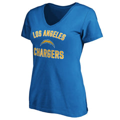 Los Angeles Chargers Women's Victory Arch V-Neck T-Shirt - Blue discount