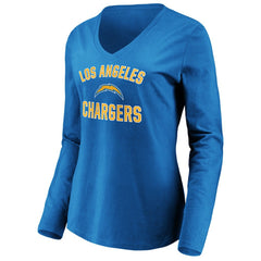 Los Angeles Chargers Women's Victory Arch Long Sleeve V-Neck T-Shirt - Powder Blue sale