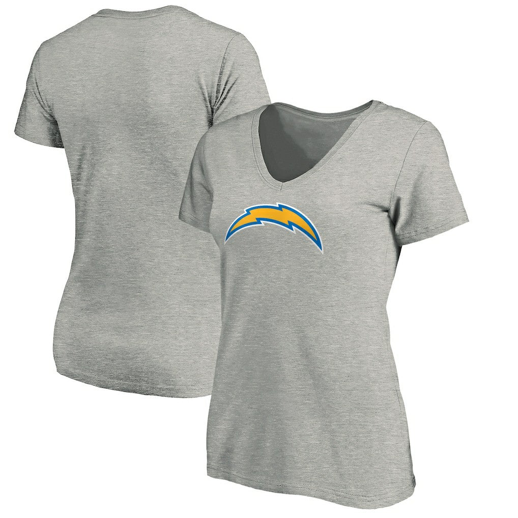 Los Angeles Chargers Women's Primary Logo V-Neck T-Shirt - Heather Gray outlet