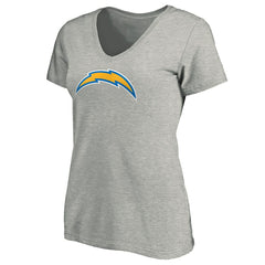 Los Angeles Chargers Women's Primary Logo V-Neck T-Shirt - Heather Gray outlet