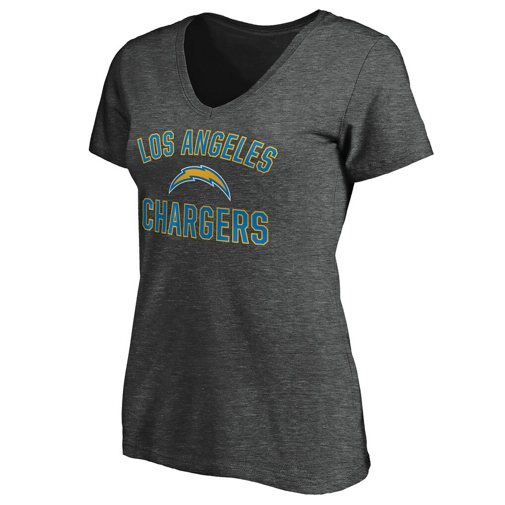 Los Angeles Chargers Women's Victory Arch V-Neck T-Shirt - Heathered Gray sale