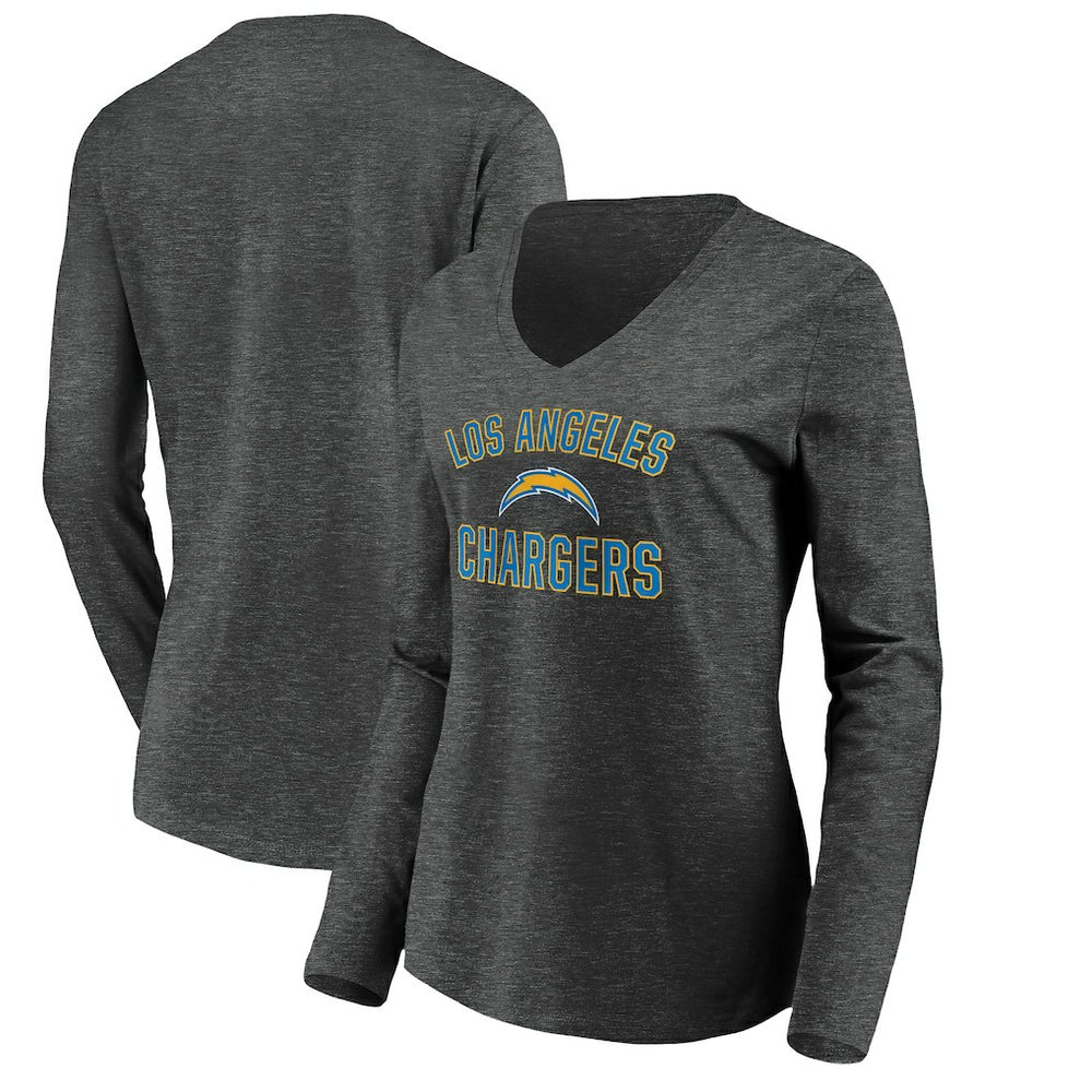 Los Angeles Chargers Women's Victory Arch Long Sleeve V-Neck T-Shirt - Heather Gray online