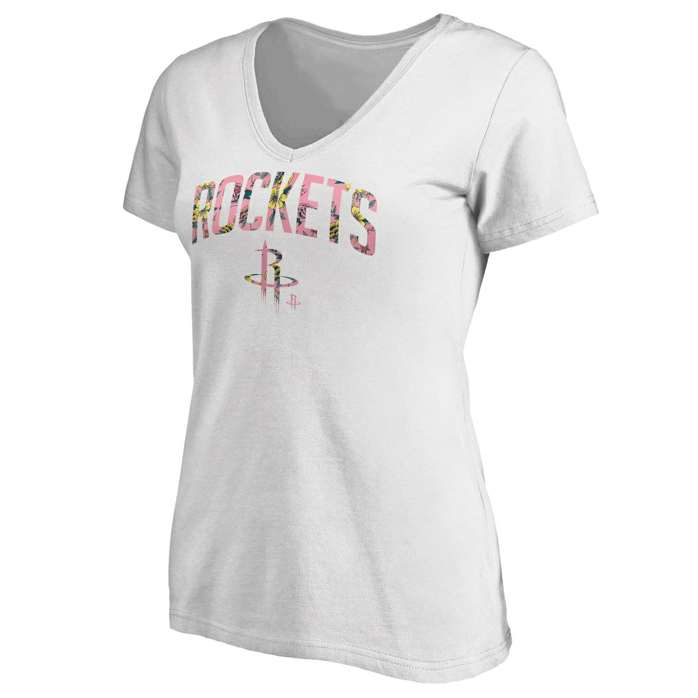 Houston Rockets Women's Floral Arch V-Neck T-Shirt - White sale