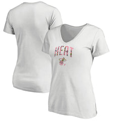 Miami Heat Women's Floral Arch V-Neck T-Shirt - White discount