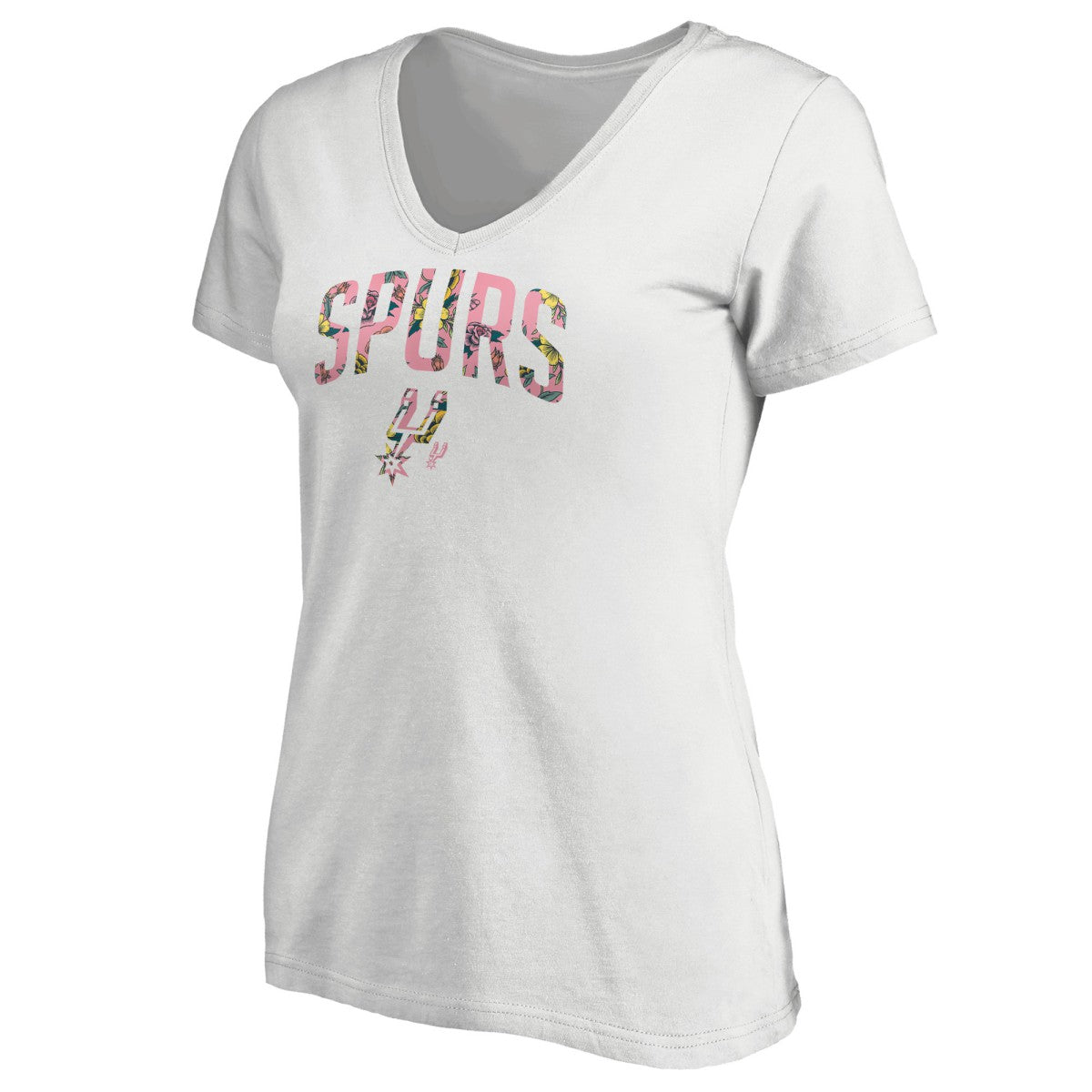 San Antonio Spurs Women's Floral Arch V-Neck T-Shirt - White outlet