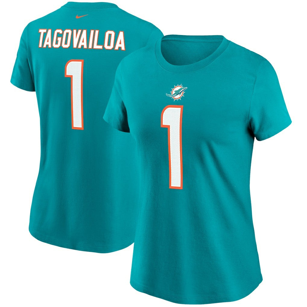 Tua Tagovailoa Miami Dolphins Women's Name & Number T-Shirt - Aqua | Nike discount