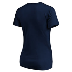 Milwaukee Brewers Logo Women's Banner Wave V-Neck T-Shirt - Navy