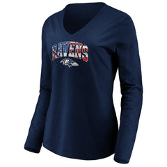 Baltimore Ravens Women's Banner Wave V-Neck Long Sleeve T-Shirt - Navy online