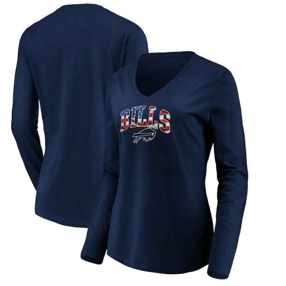 Buffalo Bills Women's Banner Wave V-Neck Long Sleeve T-Shirt - Navy outlet