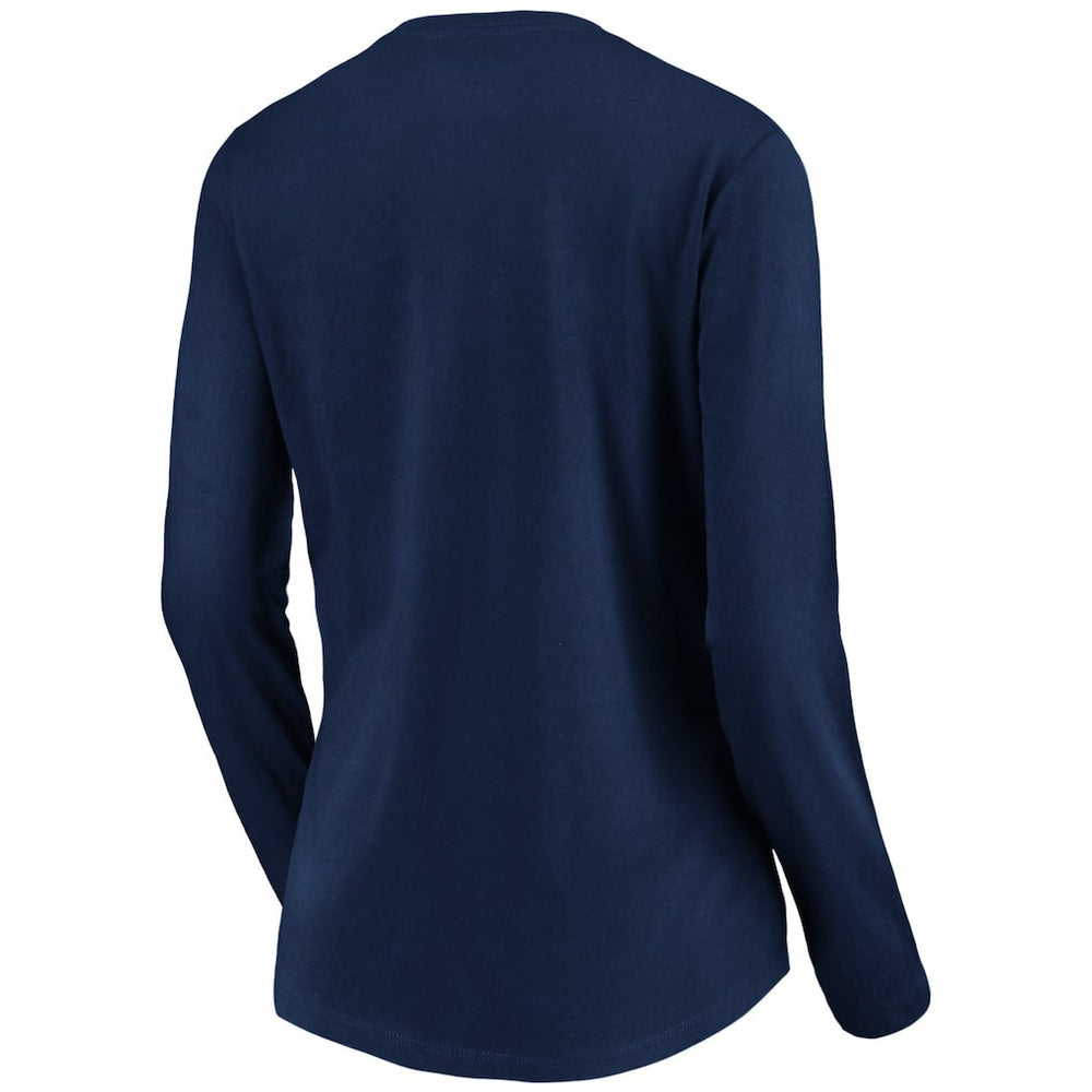 New England Patriots Women's Banner Wave V-Neck Long Sleeve T-Shirt - Navy cheap