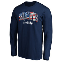 Seattle Seahawks Banner Wave Long Sleeve T-Shirt - College Navy sale