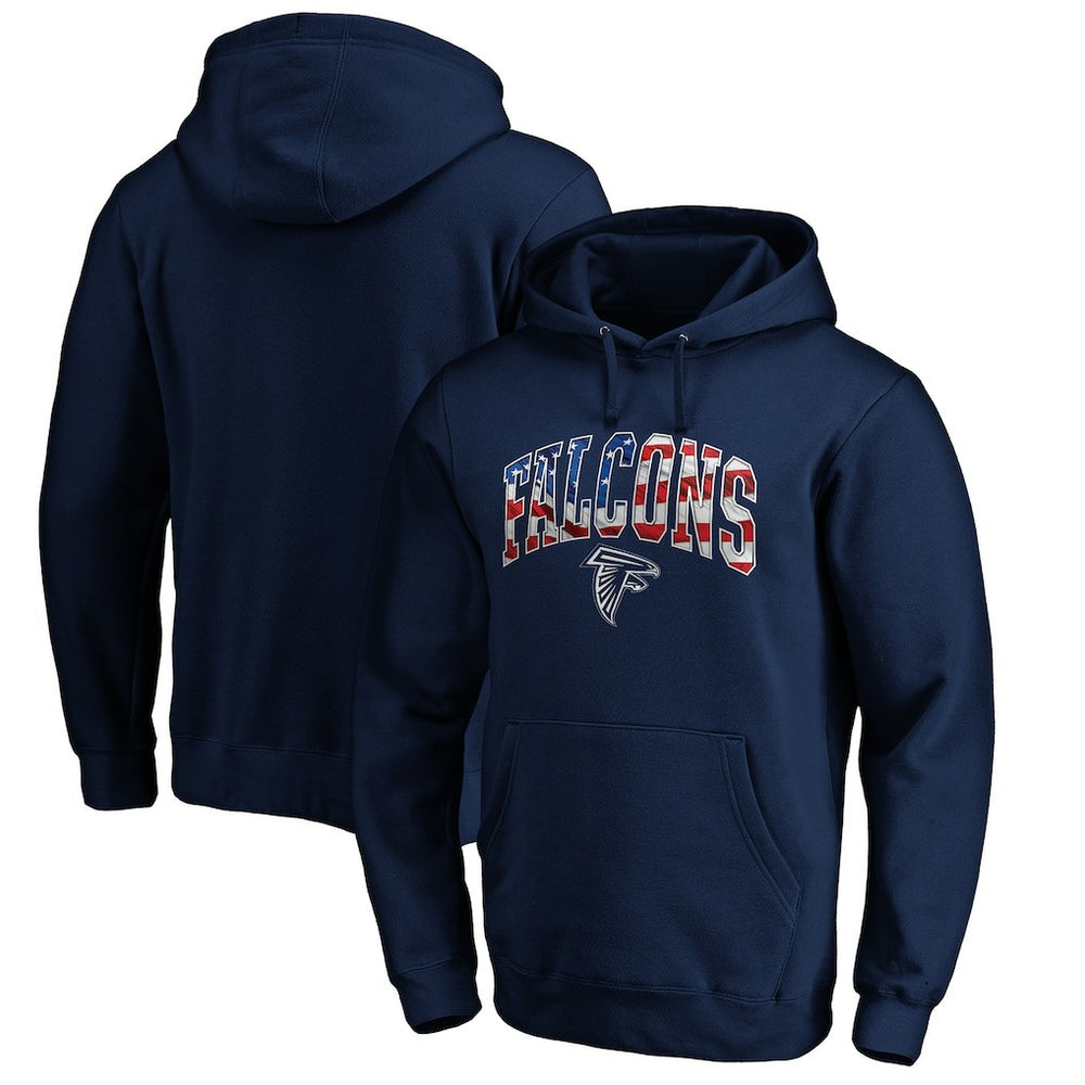 Atlanta Falcons Banner Wave Fitted Pullover Hoodie - Navy on sale