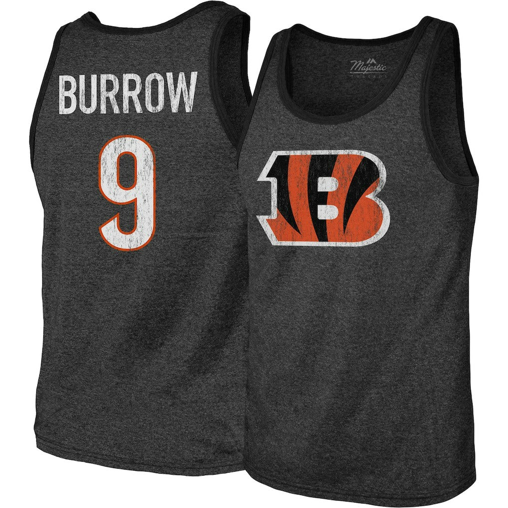 Joe Burrow Cincinnati Bengals Majestic Threads Name & Number Tri-Blend Tank Top - Black outlet