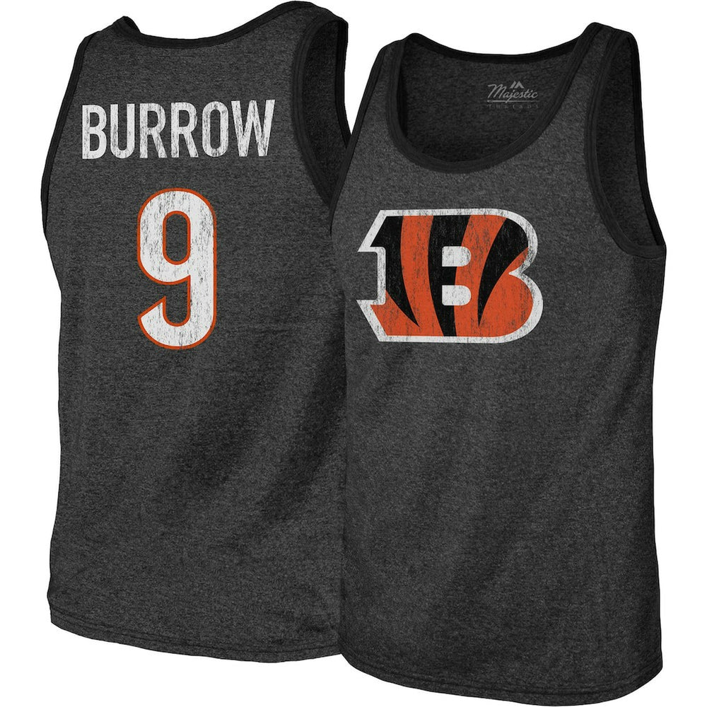 Joe Burrow Cincinnati Bengals Majestic Threads Name & Number Tri-Blend Tank Top - Black outlet