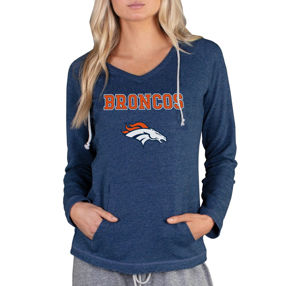 Denver Broncos Concepts Sport Women's Mainstream Tri-Blend Raglan Hoodie V-Neck Top - Navy online