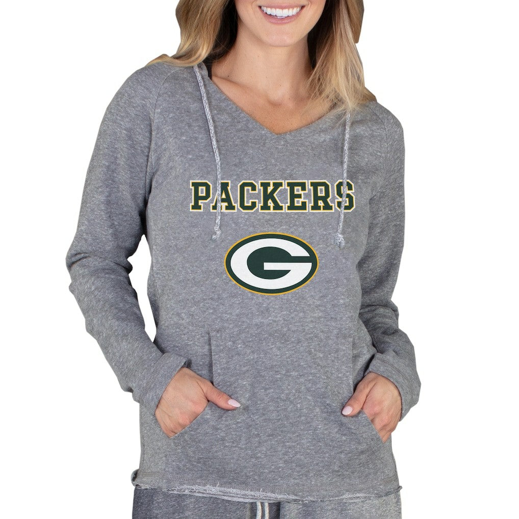 Green Bay Packers Concepts Sport Women's Mainstream Tri-Blend Raglan Hoodie V-Neck Top - Gray outlet