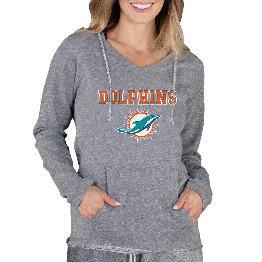 Miami Dolphins Concepts Sport Women's Mainstream Tri-Blend Raglan Hoodie V-Neck Top - Gray cheap