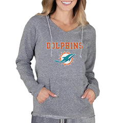 Miami Dolphins Concepts Sport Women's Mainstream Tri-Blend Raglan Hoodie V-Neck Top - Gray cheap