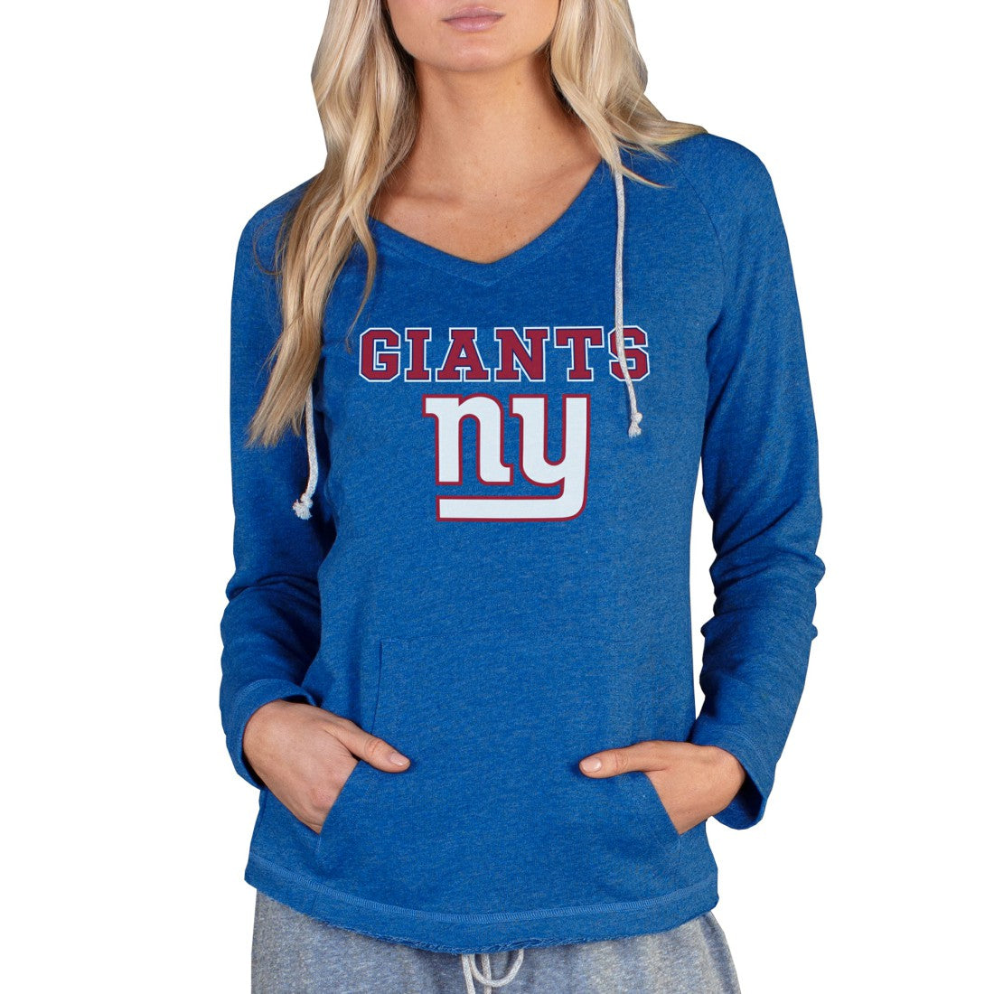New York Giants Concepts Sport Women's Mainstream Tri-Blend Raglan Hoodie V-Neck Top - Royal online