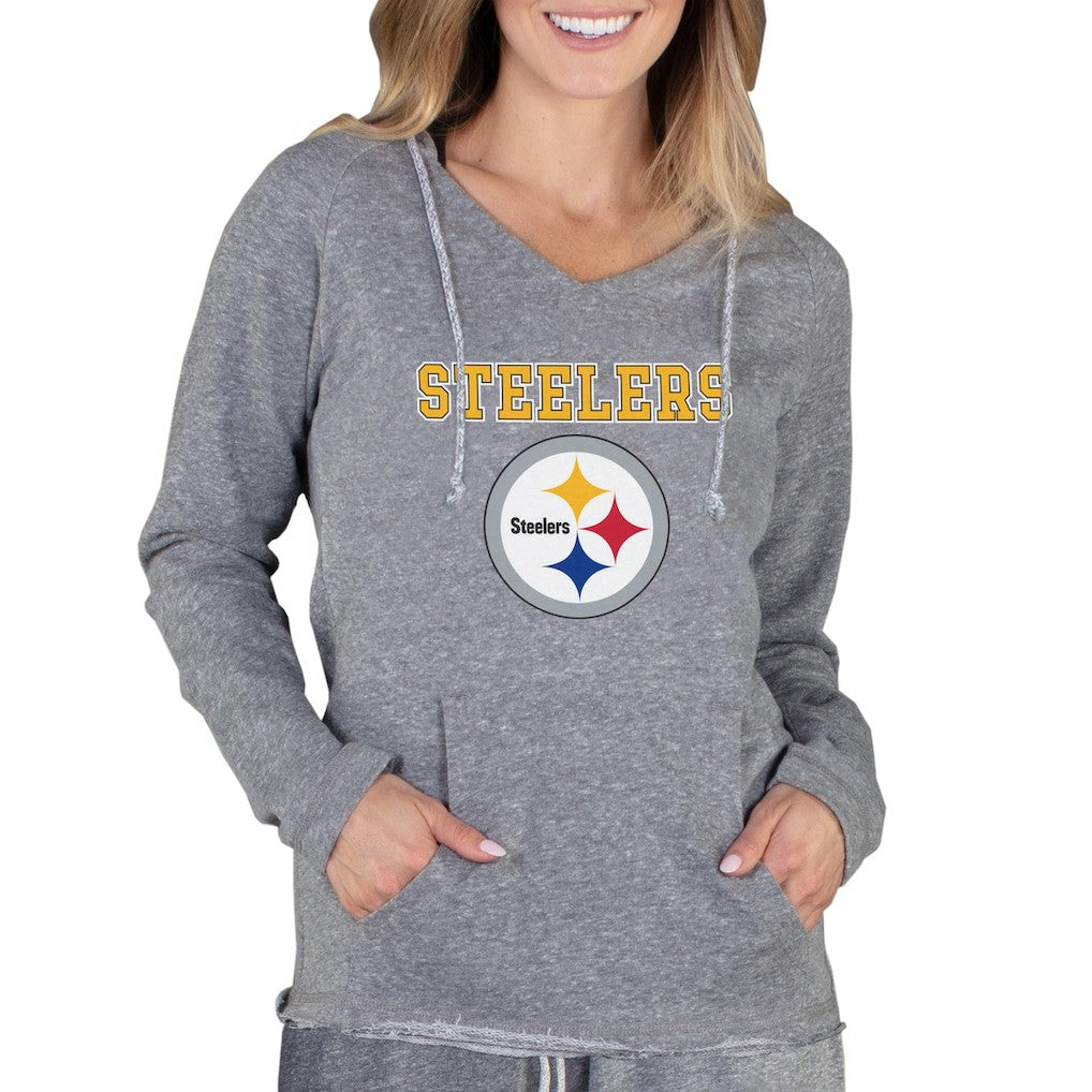 Pittsburgh Steelers Concepts Sport Women's Mainstream Tri-Blend Raglan Hoodie V-Neck Top - Gray cheap